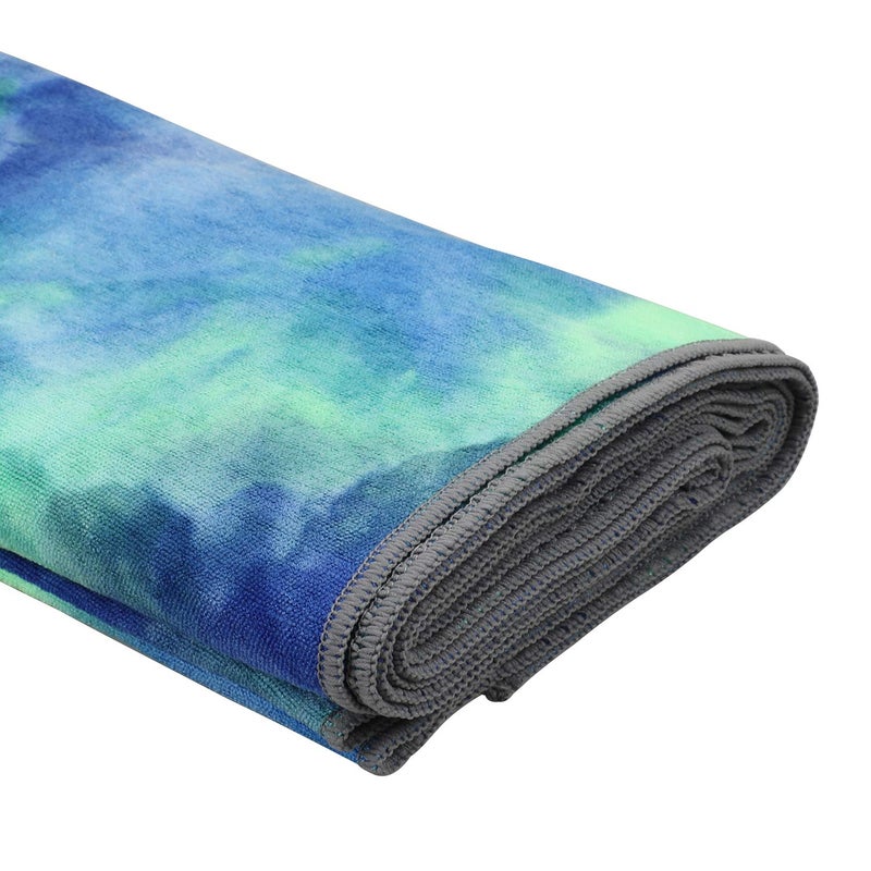 Pefi Yoga Towels , Non Slip Hot Yoga Towel Skidless Waffle Texture, 100% Absorbent Odorless Microfiber Yoga Blanket, Standard Sized 24 inchx72 inch Mat Towel,for Hot Yoga, Bikram, Pilates (Bule & Green)â€¦1 - Image 2